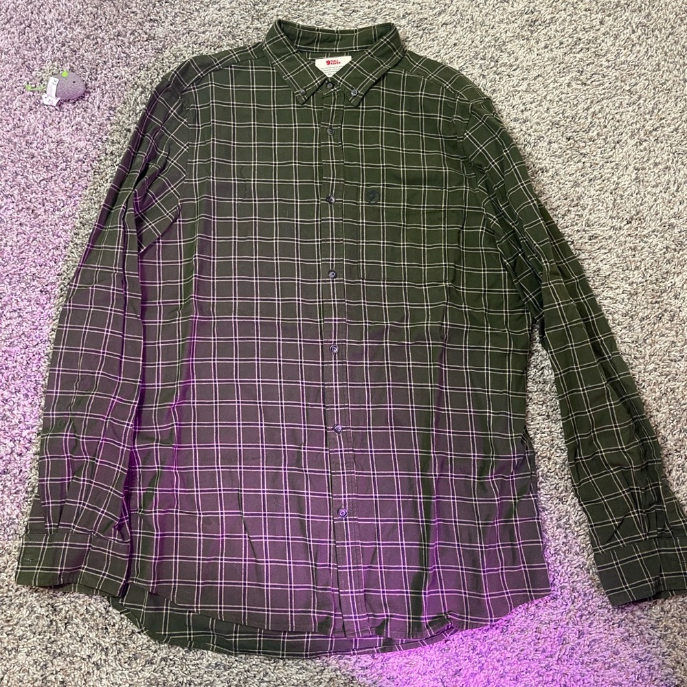 Fjallraven Men's Green Checkered Button Down Shirt
